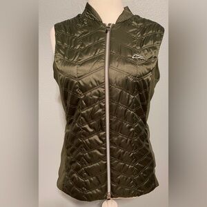 KJUS Women’s Quilted Insulated Retention Vest Olive Green Golf Equestrian 42 XL